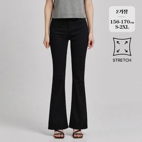 / 2기장 스판 코튼 부츠컷 블랙진 (P2523)