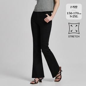 / 2기장 스판 코튼 부츠컷 블랙진 (P2523)