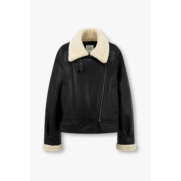 배색 라인 신세틱 무스탕 9105461112099