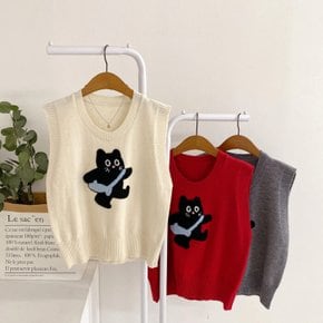 / 라잇디 부클 고양이 니트 조끼(3color)