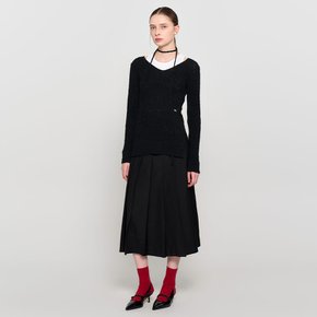 WOMAN 스카프 레이어드 브이넥 풀오버 [BLACK] / WBD3L05516