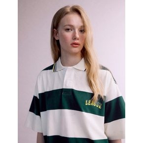 Stripe Rugby Polo T-shirt (DARK GREEN)