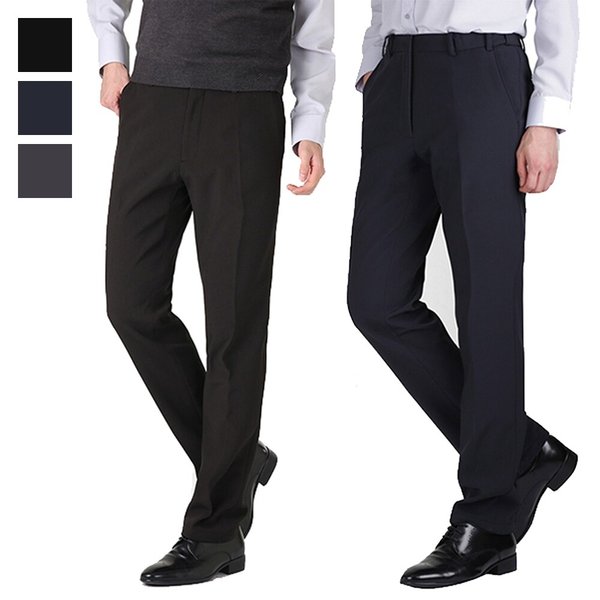 남자 겨울 밴딩스판 면 기모 정장바지 LV-SPK-701-블랙