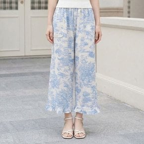 인조 인견 여성 플라워 와이드 바지 시원한 여름 팬츠 루즈핏 홈웨어 잠옷