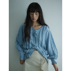 Hand Flower Alpaca Knit Cardigan_Baby Blue