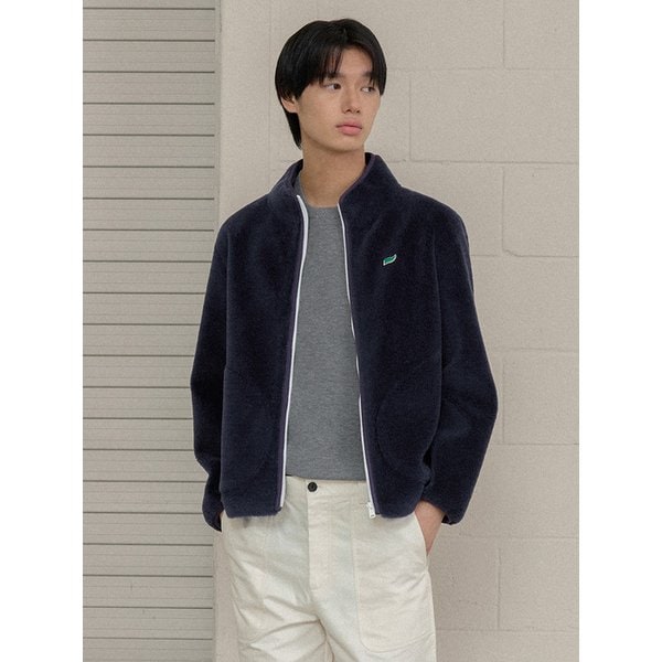 맨즈 리얼 양털 플리스 집업 [네이비]