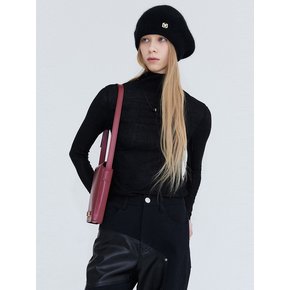 Wool Knit Half Turtleneck-T_Black