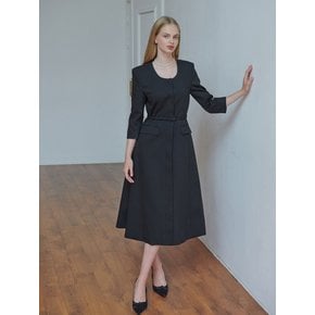 Lowell belted dress (black)