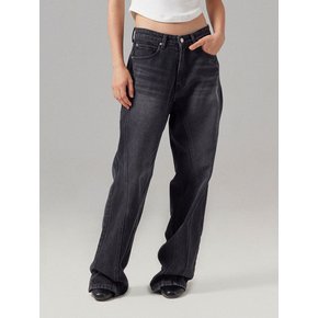 Black Section Wide Denim Pants