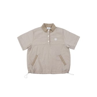 몽버디골프 패딩 반팔 버튼 아노락 상의 BEIGE