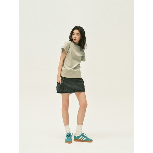 denim cargo skirt - black