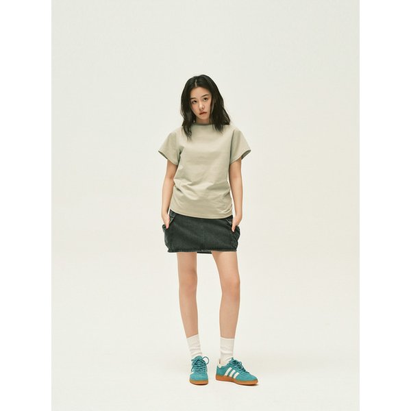 denim cargo skirt - black