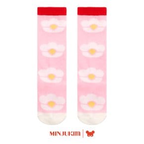 BP32AC733 Flower pink knee socks