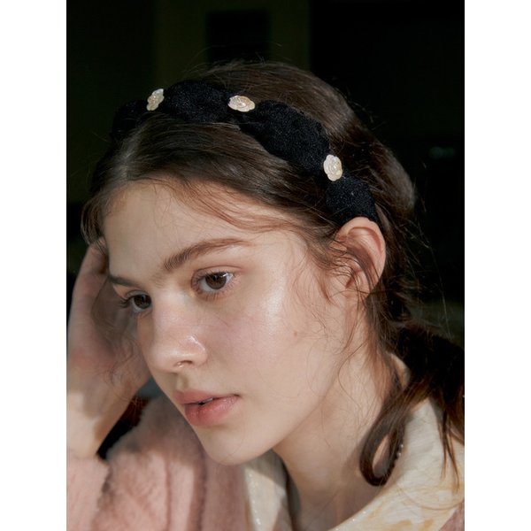 rose hair band organza black