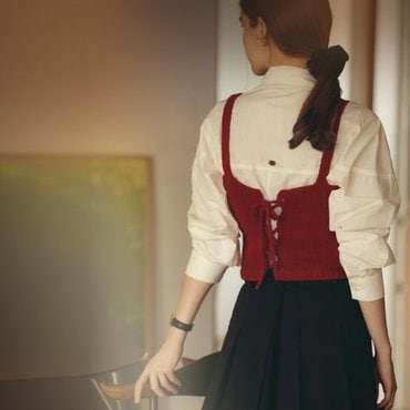 틸아이다이 Back ribbon pointed bustier_Red