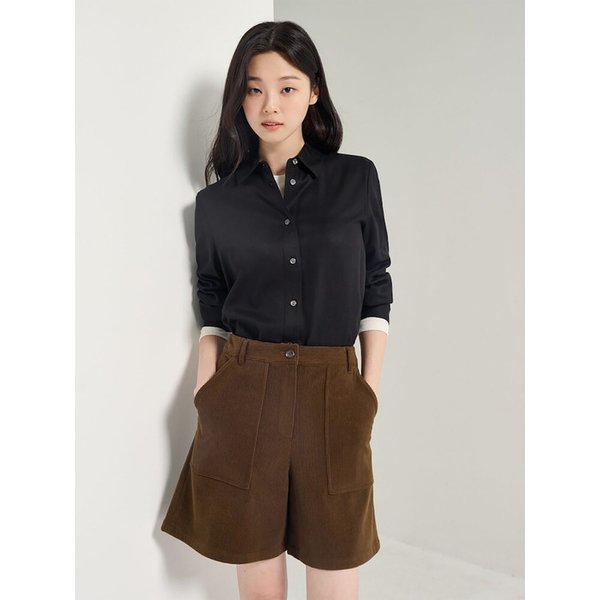 레이온 셔츠형 블라우스  블랙 (BF5X64C525)