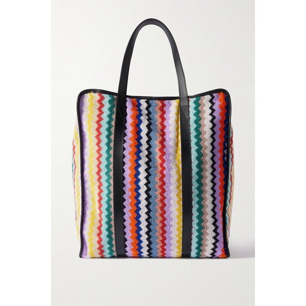 리베로 가죽 트리밍 스트라이프 코튼 테리 토트백 46376663162938165