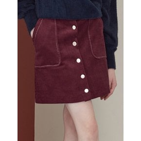 iuw1277 button corduroy skirt (wine)