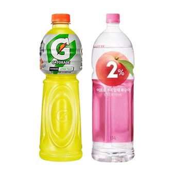  [한번에먹자] 게토레이 레몬 1.5L 2페트 + 이프로부족할때 복숭아 1.5L 2페트, 총 4페트