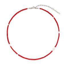 [925 Silver]Red Coral Pearl Necklace