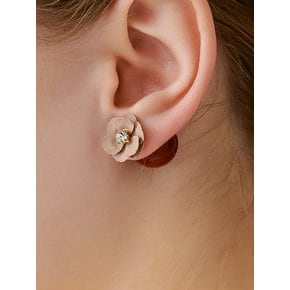 Beige Flower Frontback Earring Ie358