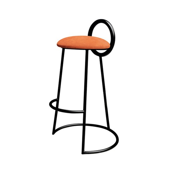 Hoop Bar Stool (matt black frame)_ Coral