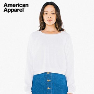 길단 American Apparel 여성 탑 맨투맨 Whire