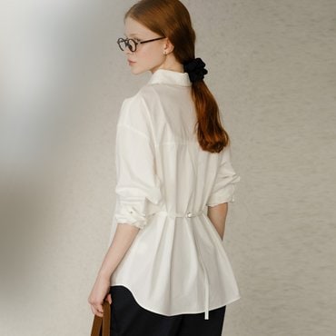 노운베러 Belt pointed snap button shirt_Ivory