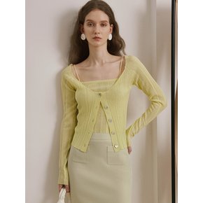 YY_Suspender top and cardigan set_YELLOW