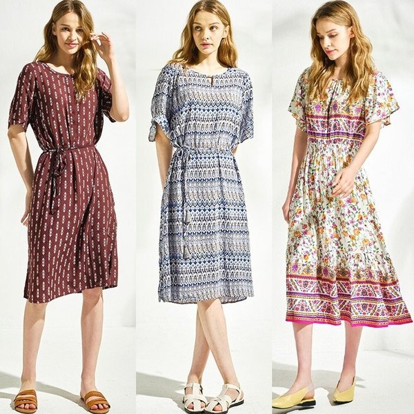 [예스트린] 썸머 바캉스 휴양지 레이온 원피스 3종택1