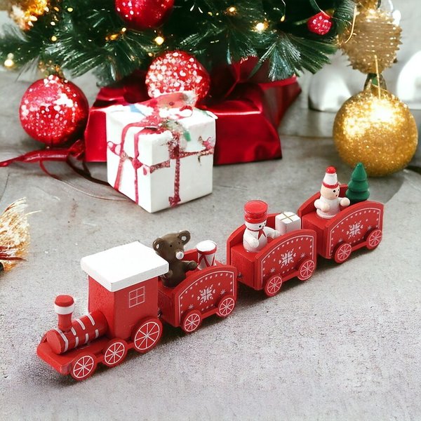 해피 크리스마스 원목 기차(레드)