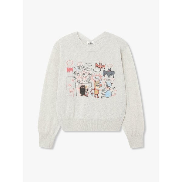 [리오더, BASQUIAT] 그래픽 라운드넥 풀오버_라이트 그레이 71162503C5