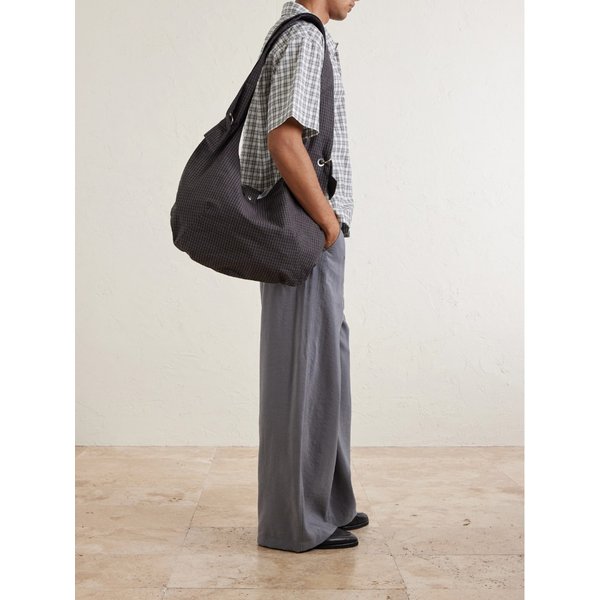 엠에프펜 아이렛 체크 코튼 리넨 블렌드 캔버스 숄더백 46376663162965640