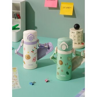 써모스 보온보냉 원터치 스트랩 마이디자인 보틀 JOI-350K (350ml) 기본스티커포함