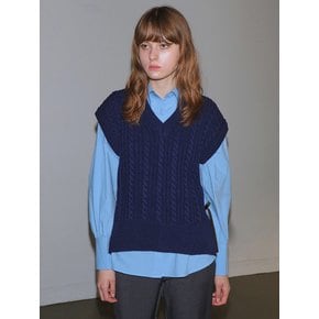 CABLE KNIT VEST / NAVY