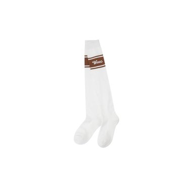 왁 Women Logo Over Knee Socks_WGLCX24712WHX