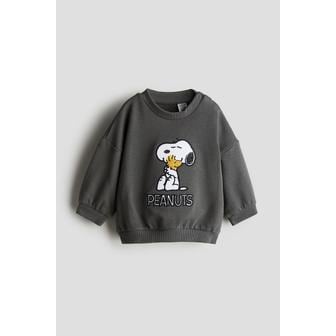 H&M 디자인 스웨트셔츠 다크 그레이/스누피 1245289004