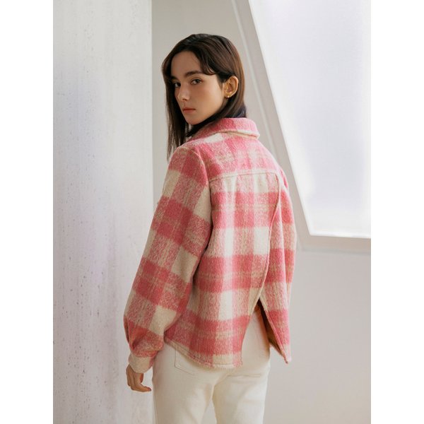 백 사선 슬릿 울 혼방 도톰 체크 셔켓_3colro