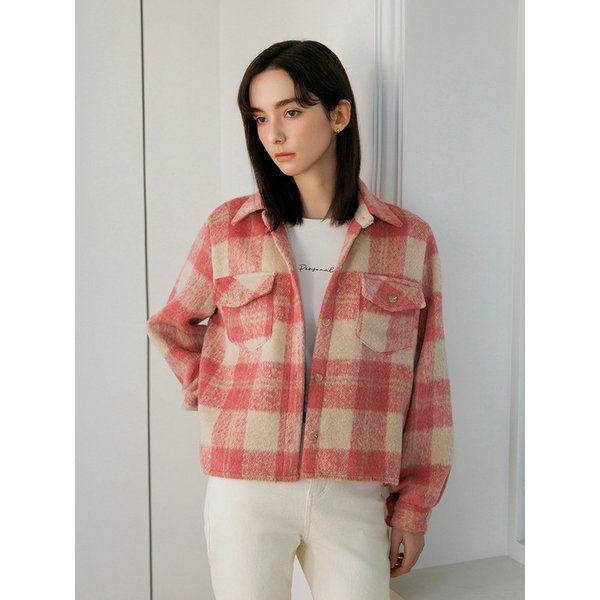 백 사선 슬릿 울 혼방 도톰 체크 셔켓_3colro