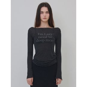 Sleep more sheer boat neck long sleeve t-shirt (Charcoal)