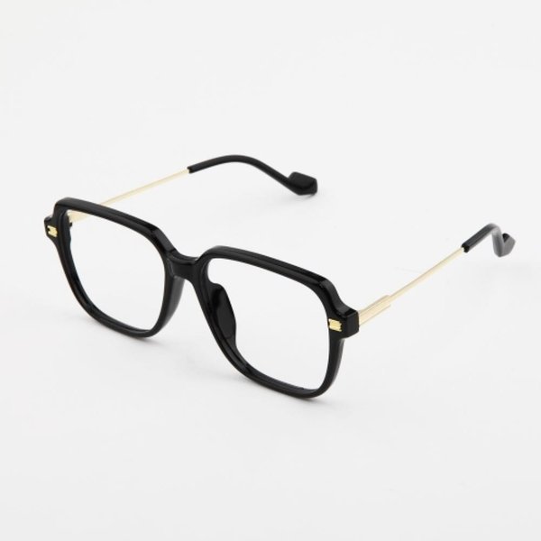 [옷자락] 남녀공용 레트로 빅스퀘어 블랙 클리어 뿔테 안경테