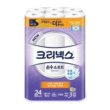 오너클랜 크리넥스 휴지 순수 소프트 3겹 24롤 화장지