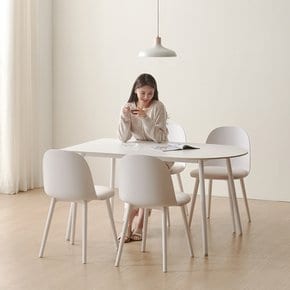 안젤라 반원 테이블 4인용 반타원형 포세린 세라믹 식탁 세트 1400
