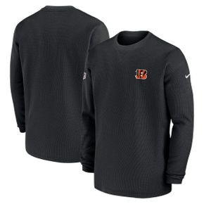 5116750 Nike Mens Black Cincinnati Bengals 2023 Sideline Throwback Heavy Brushed Waffle Lo