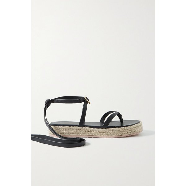 리본 비치클럽 가죽 에스파드리유 샌들 블랙 22250442025924945