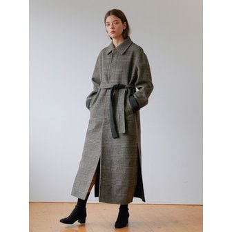 모던에이블 CHECK LONG WOOL HANDMADE COAT - GREEN