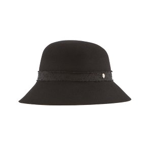 여성 에마니 블랙 부클 울 펠트 클로슈 버킷햇 모자(51416 BLACK)