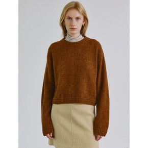 Baby alpaca rib line drop knit_BROWN