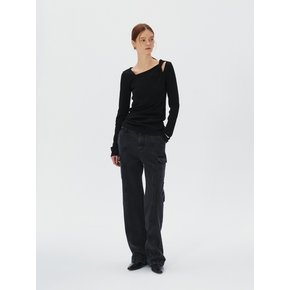 Twisted Long Sleeves T-shirt, Black