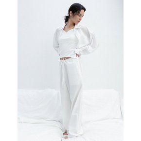 Seersucker Wide String Pants_White